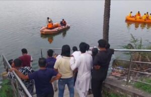 చెరువుల దూకిన వ్యక్తి ఎన్.డి.ఆర్.ఎఫ్ బృందం గాలింపు